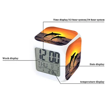 Veikia pievų Arklio Žadintuvas 7 Spalvų LED Žėrintis Skaitmeninis Laikrodis-Žadintuvas, Vaikų kambario Nakties Šviesos Elektroniniai Laikrodžiai Laikrodis