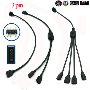 5-24V 3 Pin 4Pins RGB LED Juosta Jungtis 1 1 2 3 4 5 plug Power Splitter Cable PC Plokštė 