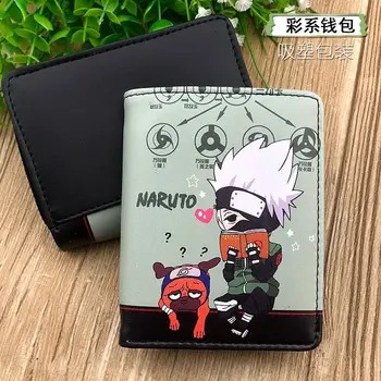 Anime Naruto Hatake Kakashi Trumpas Kortelės Turėtojas Piniginės Užtrauktuku Piniginės su Mygtuką