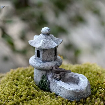 2 Vnt Baseinas Bokštas Sultingi Augalų Ornamentais Figūrėlės Miniatiūros Pasakų Sodo Gnome Samanos, Dervos Amatų Namų Puošybai