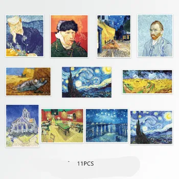 16pcs/11PCS Van Gogho tapybai derliaus Lipdukai Amatų Scrapbooking lipdukų knyga Studentų etiketės, Dekoratyvinis lipdukas 