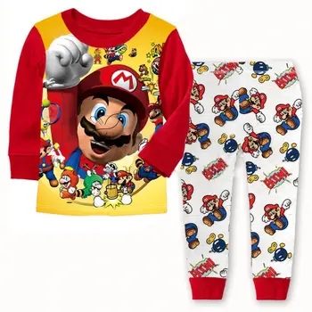 Animacinių filmų Vaikams, Vaikiška Pižama Komplektas Super Herojus Mario Sleepwear Berniukų naktiniai drabužiai Vaikams Pižama Rinkiniai Mados Kūdikių Drabužiai 1-7Y