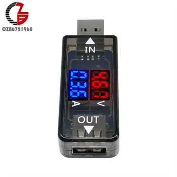 Raudona Mėlyna Dvigubas Ekranas USB Testeris 12V 5V Digital Voltmeter Ammeter Automobilio Įtampos Matuokliu Detektorius Stebėti Energijos Banko Įkroviklis Gydytojas