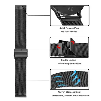 22MM Nerūdijančio Plieno virvė Xiaomi Huami Amazfit Stratos 3 2/2S Smart Watch Band Pakeisti Apyrankės Už Amazfit Tempas VTR 47MM