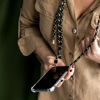 Skaidrus, telefono dėklas, skirtas Samsung Galaxy A10 A20 A80 A40 A50 A60 virvelę petį, virvę laido padengti antidetonaciniai coque