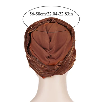 Blizga Perlas musulmonų galvos skara moterų hijab kepurės pearl turbaną skrybėlę Musulmonų turbaną lankstymo skrybėlių Mados Moterų Galvos Skara Hijabs 2020 m.
