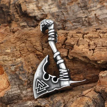 Vyrai Nerūdijančio plieno Viking Valknut Amuletas Kirvis Karoliai Pakabukas