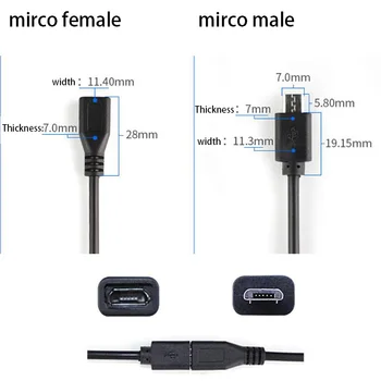 1/5vnt Micro USB 2.0 Female male Jack krovimo Jungties kabelis 4 Pin 2 Pin 4 Laidų Duomenų Įkrovimo Laidą 
