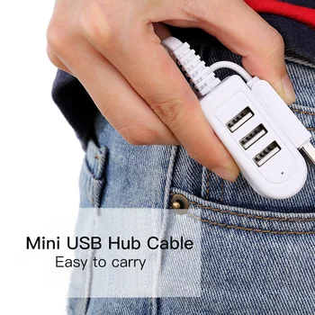 Mini USB Hub 3 Uostas Split Kabelis Notebook Laptop Išplėsti USB Kabelis USB 2.0 Duomenų Kabelis 0.3 m 1.2 m USB Įkrovimo Adapteris, Skirtas 