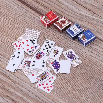 2set Mielas Miniatiūriniai Lėlių 1:12 Mini Pokerio Kortos Namų Puošybai Žaislai