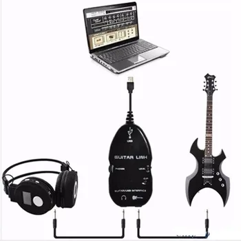 Karšto pardavimo Gitara Kabelis Audio USB Sąsaja Sąsaja Adapteris, Skirtas MAC/PC Muzikos Įrašymo Reikmenys Guitarra Žaidėjų Dovana lašas