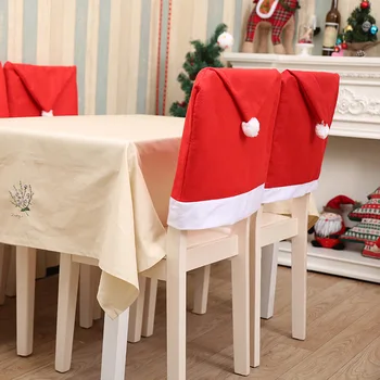 Noel Santa Claus ir Kalėdų neaustinių Vakarienės Stalo Red Hat Kėdės Nugaros Apima Kalėdos Kalėdų Dekoracijas Namuose Naujųjų Metų Dekoras