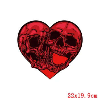 Punk Kaukoles Širdies Geležies-perdavimo Drabužių Etiketės Raudona Širdies Šilumos Perdavimo Vinyl Patch Pleistrai ant Drabužių Aplikacijos Juostele