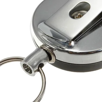Nešiojamų Lauko EDC Įrankis Saugos Key Chain Ištraukiama Metalo Kortelės Ženklelis Turėtojas Plieno Recoils Žiedas ant Diržo Traukti Key Chain