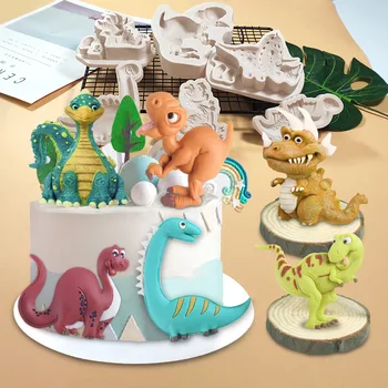 Animacinių filmų dinozaurų šokolado silikono formos 13 rūšių dinozaurų tortas minkštas sausainių pelėsių 