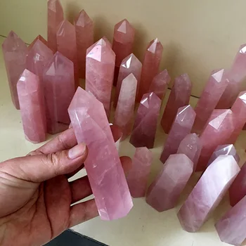 Natūrali uoliena Rose Kvarco Kristalo Taško Gydymo Akmens Obeliskas Lazdelė Pink 40-100MM
