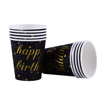 10vnt 350ml Juodojo Aukso Metalo spalva stiliaus Singleism gimtadienio dekoracijas, suaugusiems, vaikams, prekes popierius, vienkartiniai indai, taurės