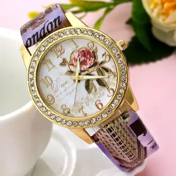 2020 reloj mujer Moterų Žiūrėti Rožių Gėlių Modelio Rinkimo Moteriški Rankiniai Laikrodžiai Odos Grafiti Dirželis Ponios Laikrodis relogio feminino