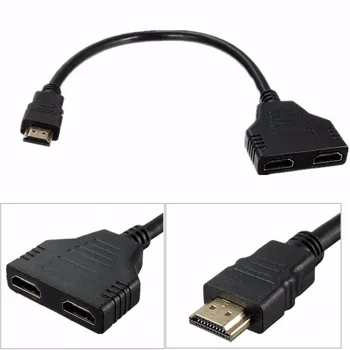 2019 Naują Atvykimo Kabelis HDMI Splitter Cable 1 Patinas Dual HDMI 2 Moterų Y Adapteris, Splitter HDMI Konverteris HD LED LCD TV 30CM