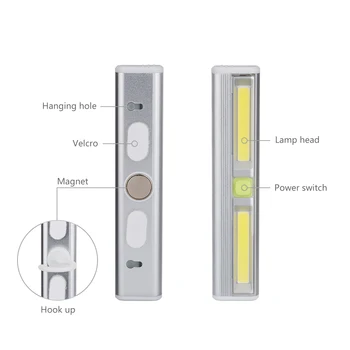 Magnetinio Itin Šviesus Mini COB LED Sienos šviesų Naktį LED Šviesos Baterijos naudojamos Lempos Bevielis Garažas Spinta Miegamajame