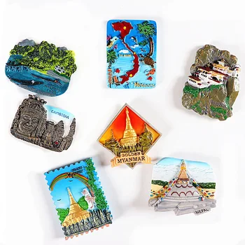 Turistinių suvenyrų šaldytuvas magnetas šaldytuvas pasta magnetas Butanas Vietnamas, Laosas mianmaro, Nepalo Kambodža 3d surinkimo suvenyrai, dovanos