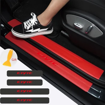 4pcs CIVIC emblema Anglies pluošto Durų Slenksčio Nusitrinti Automobilių Durų Plokštė Automobilių Lipdukai Honda Civic Mugen Sutarimu Odyssey DŽIAZO CRV Tinka