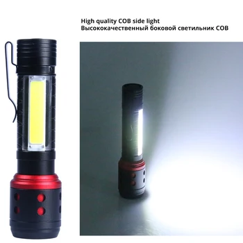 Nešiojamų MINI LED Žibintuvėlis Su COB Šoninis apšvietimas 4 apšvietimo režimai XPE lemputė karoliukai Apšvietimo 150 metrų Maitina AA tipo baterijos