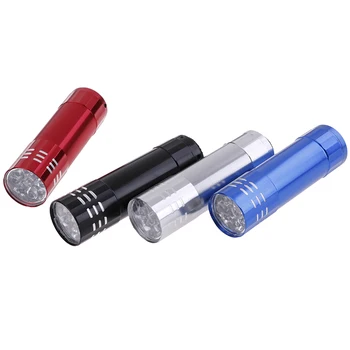 1pc Mini Aliuminio UV Ultra Violet 9 Led Žibintuvėlis Žibintuvėlis Šviesos Lempos 9 LED UV Žibintuvėlis