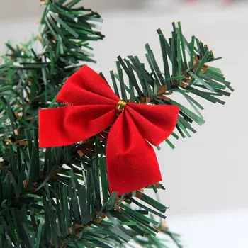 12pcs Kalėdų Lankai Kabinti Papuošalų Raudonas Auksas, Sidabras, Flocking Bowknot Kalėdų Medžio Apdaila 2020 Naujųjų Metų Kalėdos
