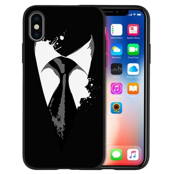 Marškiniai ir kaklaraištis vyras Minkšto Silikono juoda Telefono dėklas, Skirtas iPhone 5 5S plius 6 7 8 plus X XR XS Max 11 PRO Max SE 2020 m.