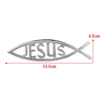Automobilio stilius Jėzus Žuvies Simbolis, Logotipas Automobilio Logotipas Ženklelis, Lipdukas, Decal Universal 3D Krikščionių lengvųjų Automobilių ir Sunkvežimių Dekoratyvinis Lipdukas