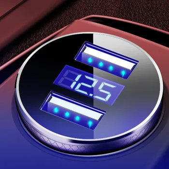 Mini Greitas Įkroviklis Dvigubas USB Automobilinis Telefono Kroviklis 5V 3.1 Su LED Ekranas, Universalus Telefonų Kroviklis, skirtas 