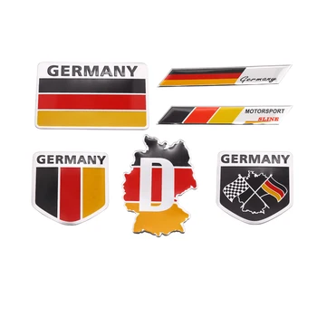1PCS Metalo 3D Vokietija vokietijos Vėliavą, Ženklelį Emblema Vokietijos Automobilių Lipdukas, Decal, Grotelės Bamperio Langą Kūno papuošalai Benz VW Audi