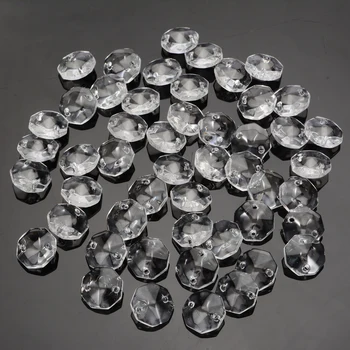 50Pcs kaip 14mm Stiklo Kristalų Prizmės Aišku, Aštuonkampis Karoliukai, Stiklo Sieniniai Šviestuvai dėl Lempos Šviesos Dekoracijos