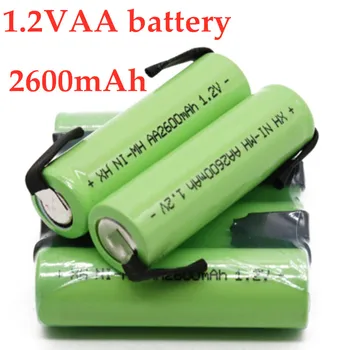 1.2 V AA Įkraunamos Baterijos, 2600mah, NI-MH Elementų, Žalias Korpusas su Lydmetalis Skirtukus 