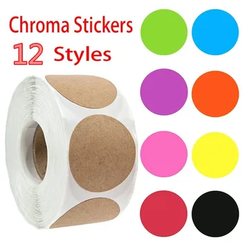 12 spalvų 500pcs/Roll Chroma 1 Etiketė colių Spalvotas-Kodas Dot Etiketės, Lipdukai Mokytojas Prekių Dekoro scrapbooking lipdukai, kanceliarinės prekės
