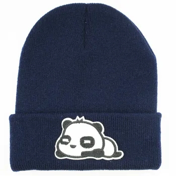 LDSLYJR Medvilnės panda gyvūnų siuvinėjimo Tirštėti megzti skrybėlę žiemą šiltą kepurę Skullies bžūp beanie skrybėlių vyrų ir moterų 385