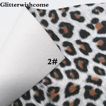 Glitterwishcome 21X29CM A4 Dydžio Vinilo Už Lankai Leopardas Spausdinti ant Suede Dirbtiniais Odos Lapus, Lankai, GM080A