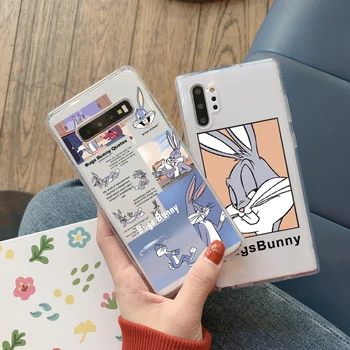 Mielas Animacinių filmų Triušis Telefono dėklas, skirtas Samsung Note 20 10 8 9 plius S20 plius S10 E S8 S9 S7 A21 S A30 A50 A70 A80 A90 A9 Minkštas Rubisafe