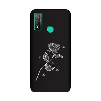 QAQsam Silikoninis Dangtelis, Huawei P smart 2020 Atveju Tapybos Gėlių Katė Mėnulis Matinis Telefono Atvejais Funda