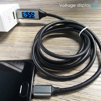 URVNS LED Srovė Ekranas 3A USB Greito Įkrovimo Kabelis, Mikro USB/C Tipo/Žaibo Greitai Kroviklio Laidą Mobilaus Telefono