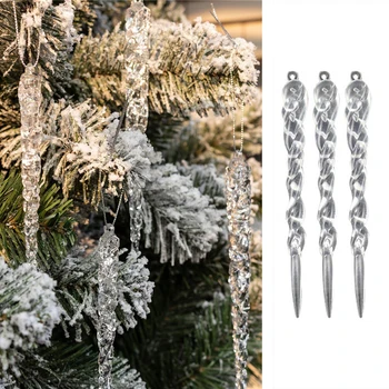Kalėdinė Dekoracija 3/6PCS Modeliavimas Ledo Kalėdų Medžio Kabo Ornamentu Netikrą Varveklis Rekvizitai X-mas Medžio Apdaila Žiemą Šalis