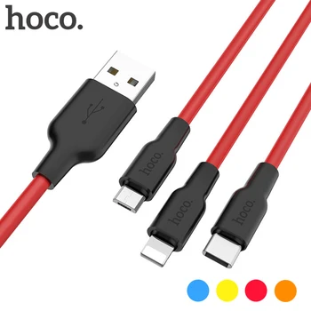 HOCO 1m 2m Minkšta Silikoninė USB Kabelis iPhone, 11 pro Max C Tipo Kabelio 