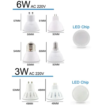 LED Spot Lempos Lemputė GU10 MR16 E27 E14 LED Prožektorius AC 220V 3W 5W 6W 7W Lampada aliuminio COB SMD led lemputės Energijos Taupymo