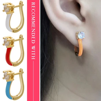 ZHUKOU 1 Gabalas aukso spalvos mažų Hoopas Įrašą Auskarai netikrą auskarų earings multi-color moterų mados juvelyrikos 2020 modelis:VE217