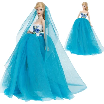 1x Princesė Kamuolys Suknelė Elegantiškas Sluoksnis Sijonas Šalies Drabužių Šydą, Ilgą Vestuvinė Suknelė Barbie Lėlės Priedai Daug Stilių