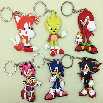 1PCS Anime Pav Sonic Ežys Key Chain 3D dvipusės Raktų Žiedas PVC Gumos Animacinių filmų Keychains Vaikams Žaislas Raktų pakabukas Pakabukas Dovana