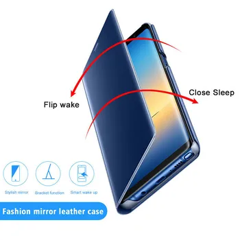 Smart Veidrodis Peržiūrėti Apversti Telefono dėklas Samsung Galaxy A01 A21 A41 A51 A71 A81 A91 A70 A50 Apsauginę atramą Padengti A10 A80
