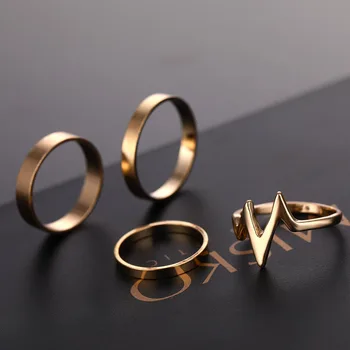 ALIUTOM 1 Komplektas Naujas Mados Žaibo Bangos žiedas nustatyti, dantytais žiedais Moterų Mergina, Dovanos moteriai, anillos mujer žiedas Papuošalai