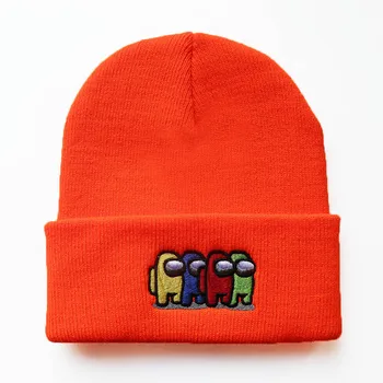 Tarp mūsų žaidimas skullies kepuraitė siuvinėjimo megzta kepurė hat mielas animacinių filmų puloveris kepurės moterims, vyrams ruduo žiema bžūp hip-hop skrybėlę